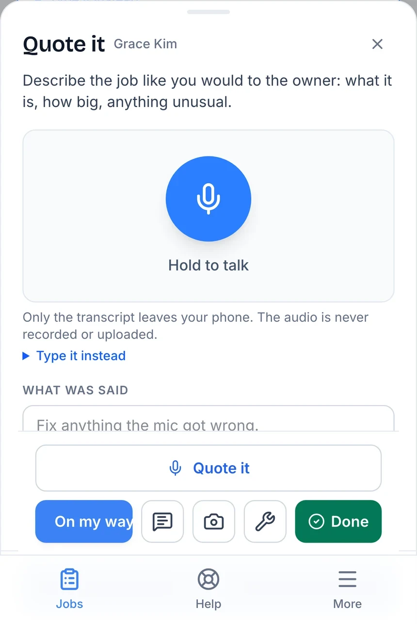 Quote it from the job: describing the work out loud (phone)