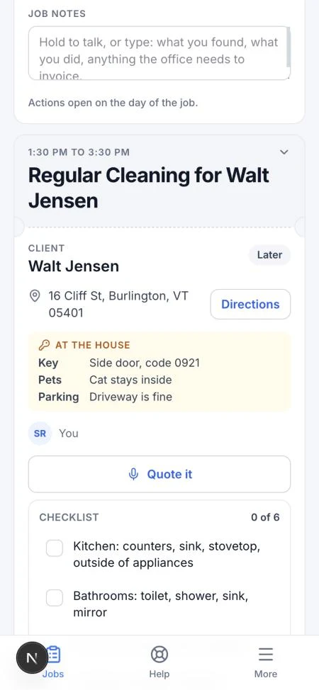 At the house on the crew’s pass, with the checklist below