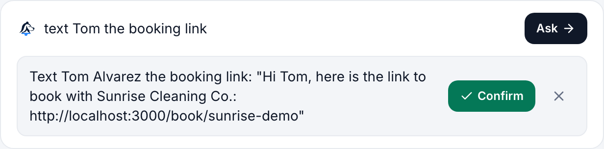 The Scout bar on the dashboard with a plain-words command